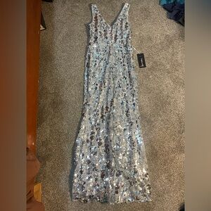 Ever Pretty Silver Sequin Prom Dress